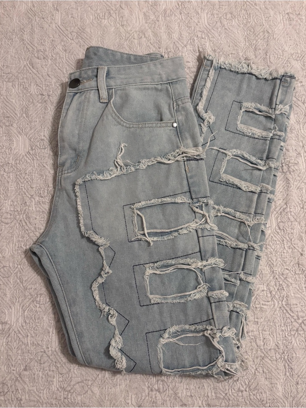 Men's Light Blue Skinny Ripped Jeans - Distressed Detail